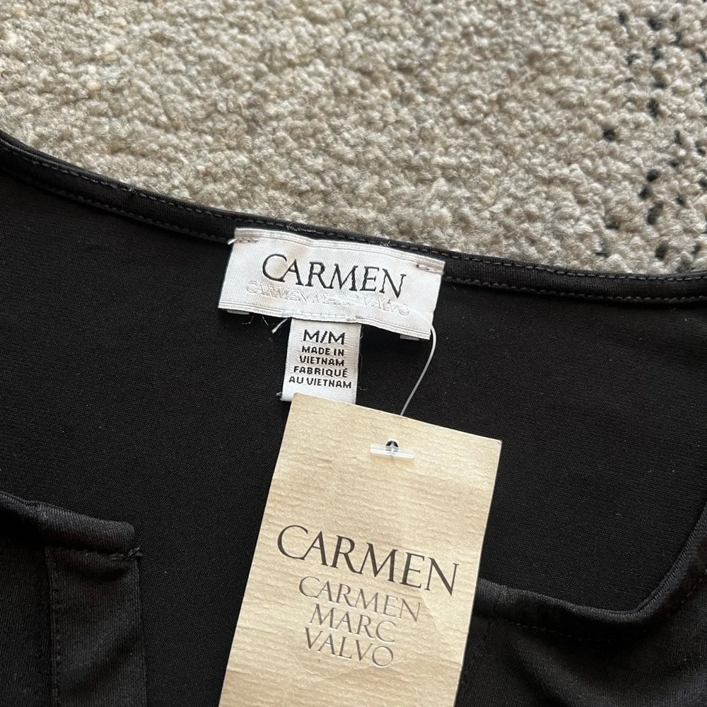 Carmen Marc Valvo Black Studded Blouse - Picture 2 of 3